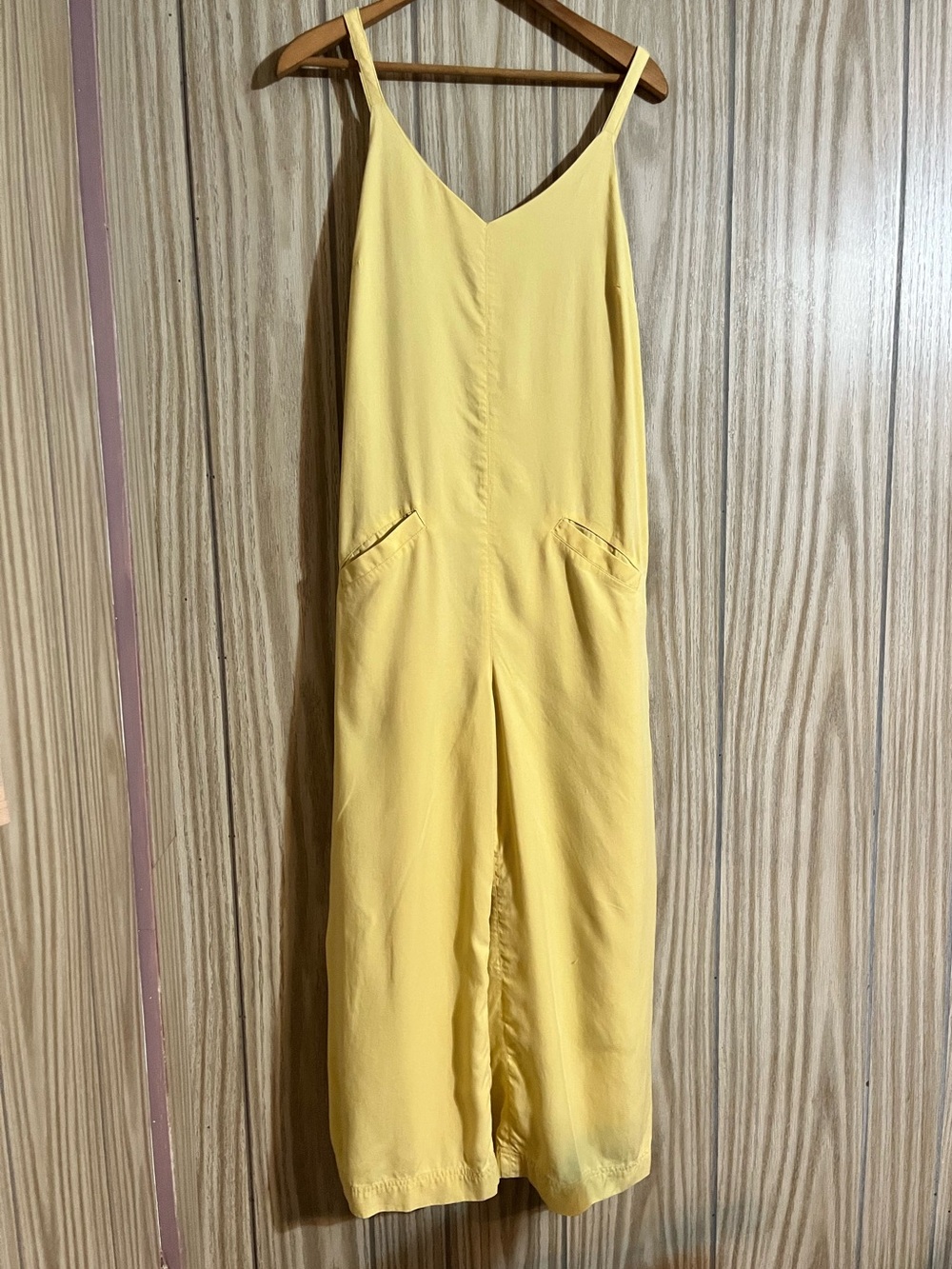 Frank And Oak Pastel Yellow Wide-Leg Jumpsuit with Pockets – Size S